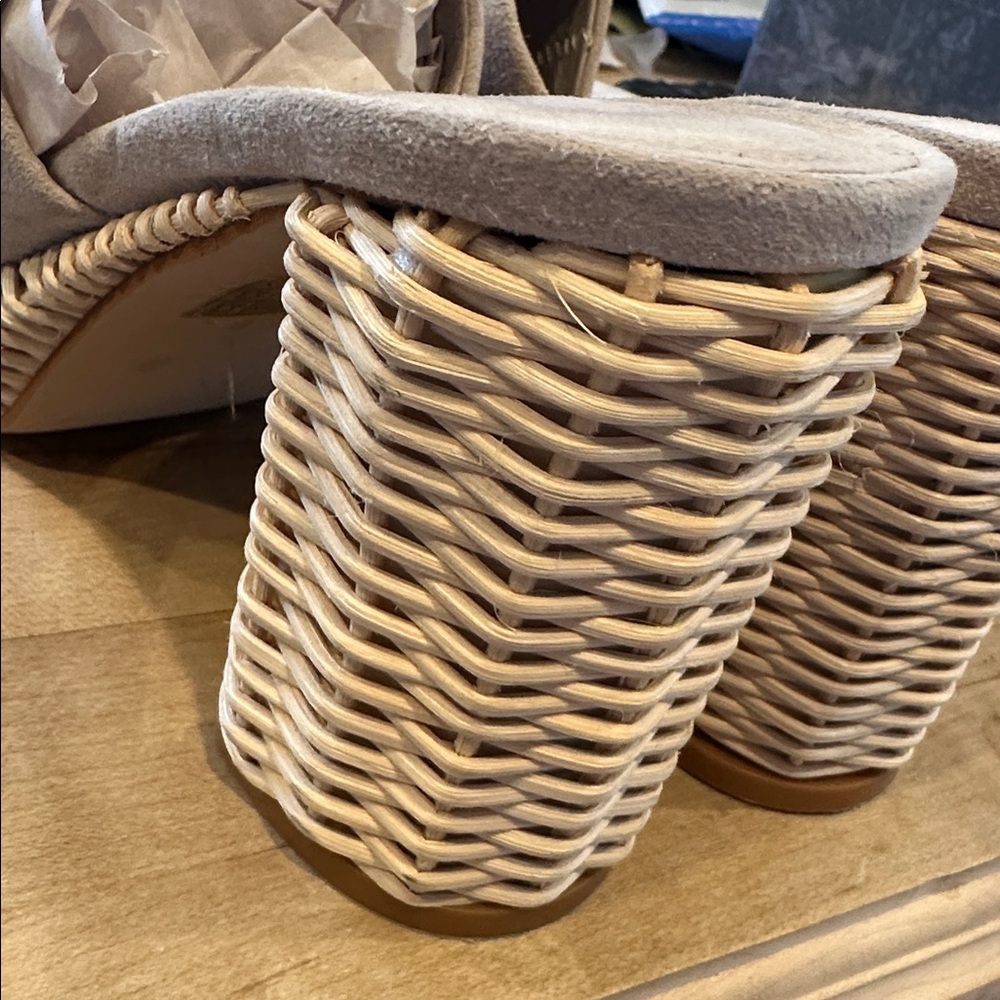 Jeffrey Campbell Magda Wicker Wedge Heel Taupe Sz 8 New - Picture 7 of 8